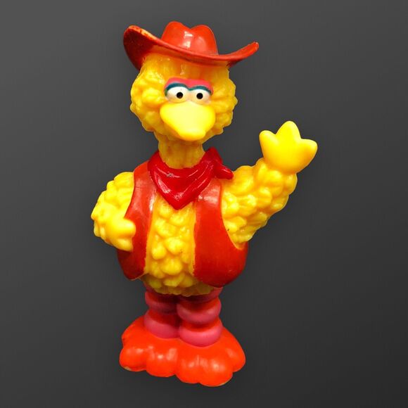 Sesame Street Other - VTG JHP Sesame Street Big Bird Cowboy Hat Farm Farmer PVC Figure Toy 3” Henson